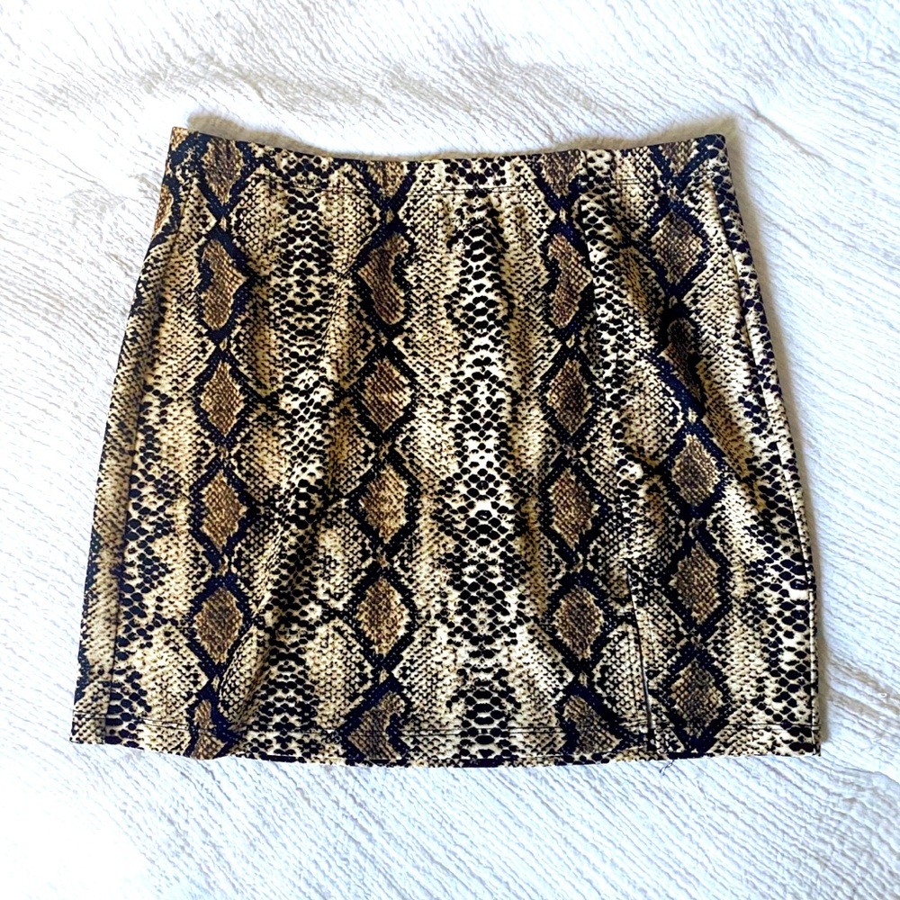 Snakeskin high rise mini skirt